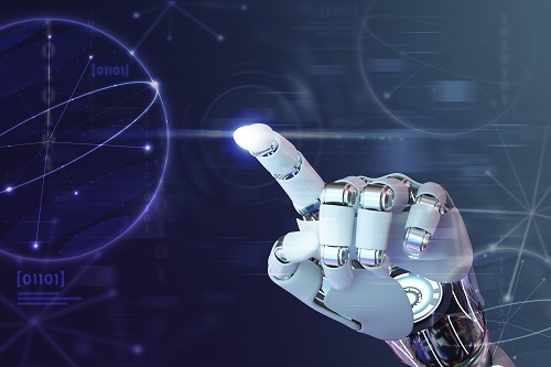 Robot hand finger ai background technology graphics